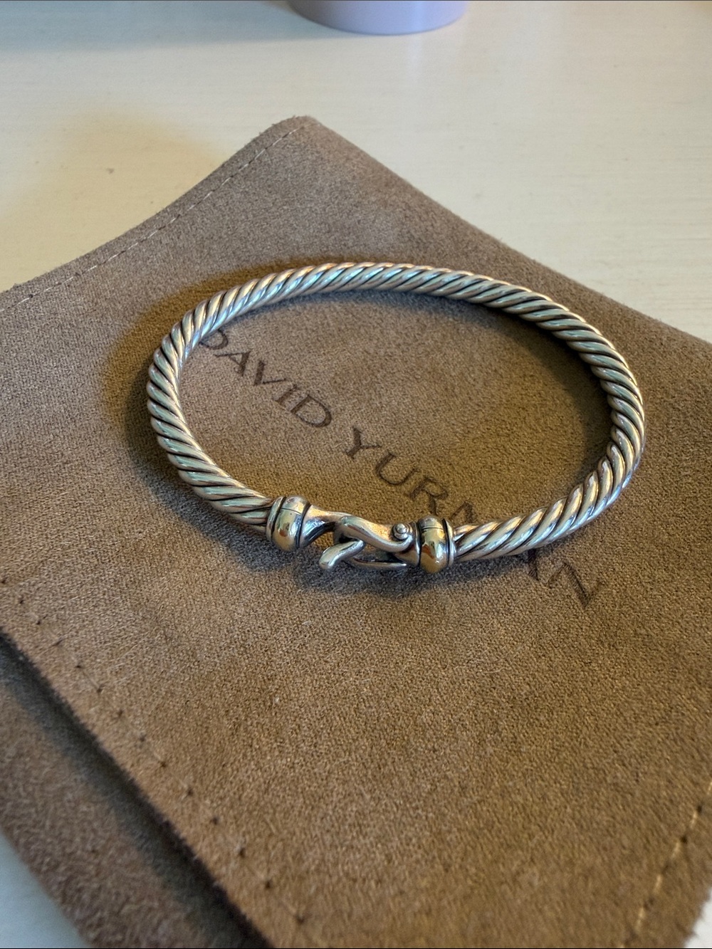 David Yurman Sterling Silver Twisted Cable Hook Bracelet